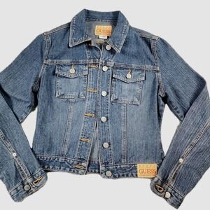 Vintage Guess Jeans Women's‎ S Denim Jacket 90's Trucker Dark Wash Cropped Y2K